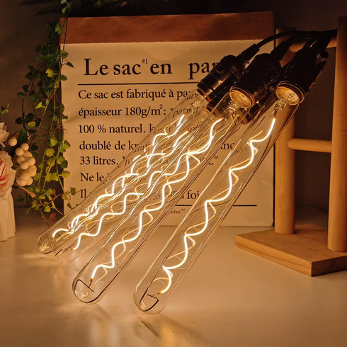 TIANFAN Vintage LED Bulb, 2-Pack Long Test Tube T10 300mm, 4W Dimmable Edison Style, E26 Transparent