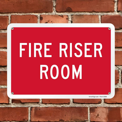 SmartSign K-9709-PL-10 "Fire Riser Room" Sign, 7" x 10" Plastic, White on Red