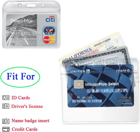 YOUOWO 12 Pack Horizontal ID Card Badge Holders, 3.2 x 3.85 inches, Waterproof Clear Plastic Labels