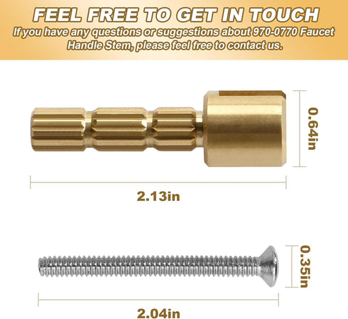 970-0770 Stem Adapter with Screw, Brass Replacement for Faucet Plumbing Equipment, 2 Pcs