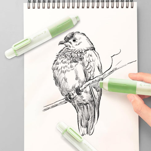 M&G 9+3 Pack Retractable Eraser Pen, 3 Pcs Cute Rubber Eraser Pens with 9 Refill, Art Erasers for Kids