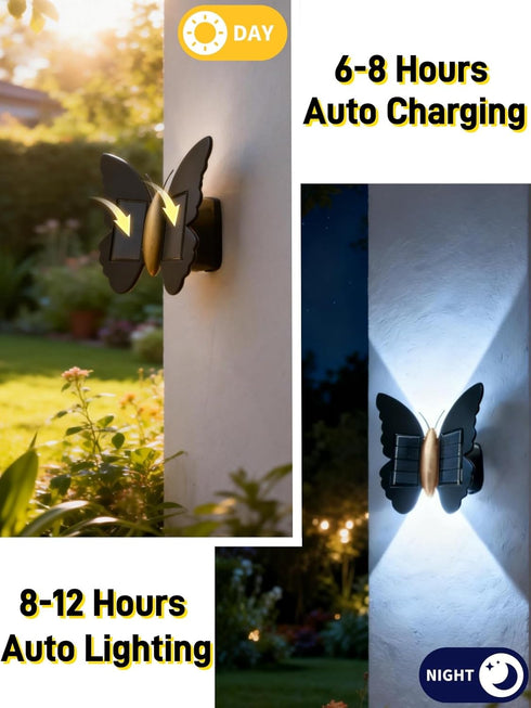 Agrollozi IP65 3000K Solar Butterfly Lights, Outdoor Butterfly Wall Lamp, Waterproof Garden Decor Solar Lights