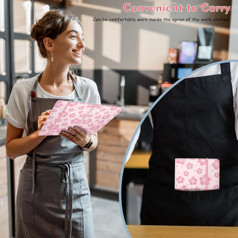 YeeCASE Pink Server Book, Fits Waitress Server Apron, Receipt Holder, Guest Book Perfectly,Waitress Server Accessories