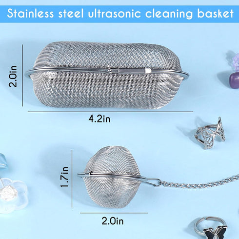 AIERSA 2Pcs Stainless Steel Basket for Ultrasonic Jewelry Cleaner, Small Part and Jewelry Cleaner Solution