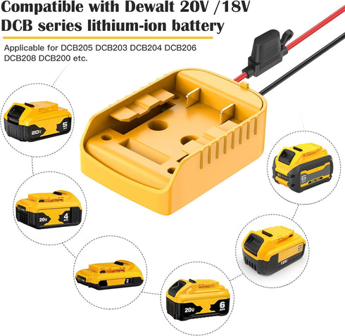 2 Packs Power Wheels Adapter for Dewalt 20V Battery Converter Kit with Fuse, Switch, Wire Terminals, 12AWG