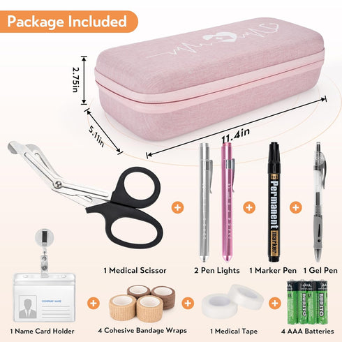 17 SMYV pcs Stethoscope Case Kit, Nursing School Essentials Include Stethoscope Case, Medical Scissors, Pen Lights