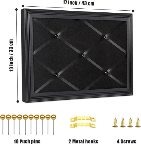 Black Felt Memo Bulletin Board with Frame, 17x13 inches Pin Board for Home Office School Wall Decor