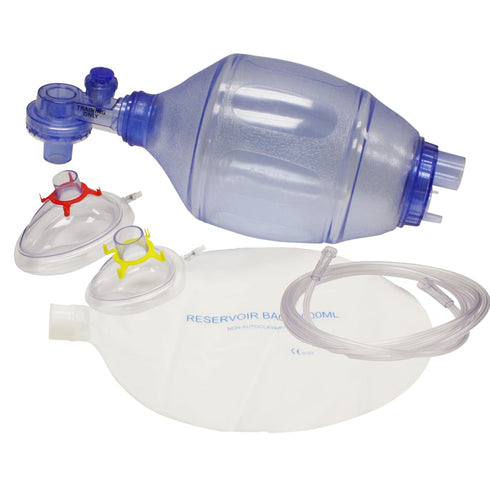 MCR Medical CPR Training Bag Valve Mask (BVM) ADULT/CHILD in Mesh Bag,