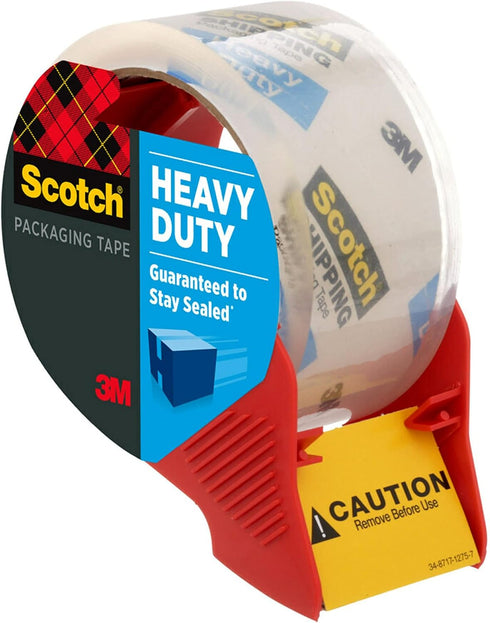 Scotch Heavy Duty Shipping and Moving Packing Tape, Clear, 1.88 in. x 38.2 yd., 1 Tape Roll with Dispenser