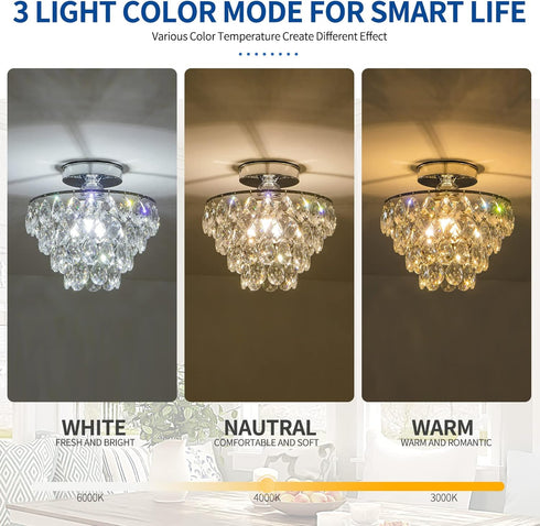 CM E26 Closet MZY Mini Crystal Chandelier Ceiling Light Small, Modern Chrome Crystal Flush Mount Ceiling Light, Base