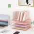 Desk Organizers and Accessories, 3-Tier Paper Organizer with 5 Vertical File Holders, Rose Gold, Desk Accessories