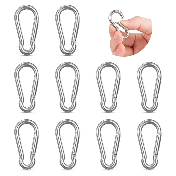 10PCS Stainless Steel Carabiners - 1.57 Inch Small Caribeaner Clips, Heavy Duty Keychain Clip, Quick Link for