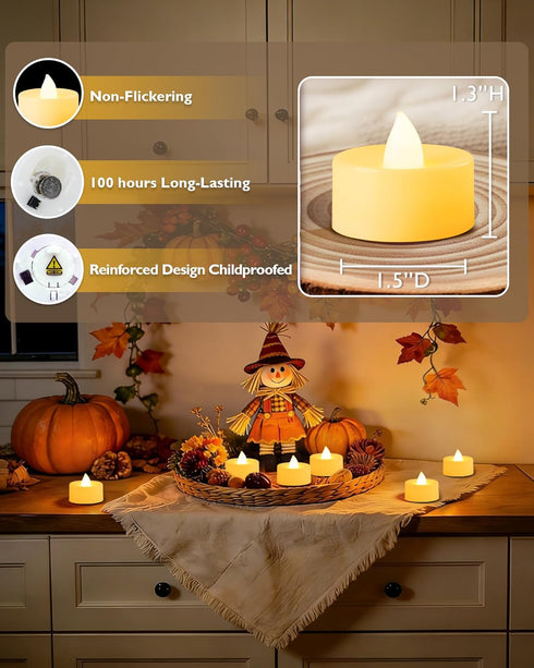 150 Pack Decor(150 Pack, Amagic Battery Operated Tea Lights Candles, Fake Tealights Candles, Flameless LED Tea Lights