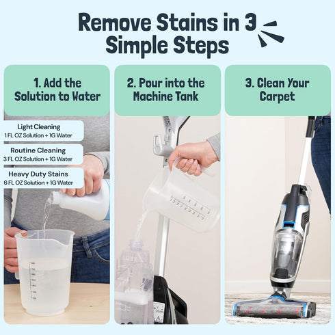 Deep-set (32fl oz, Sunny & Honey Heavy Duty Carpet Cleaner Solution for Machines - Powerful Stain and Surface Odor