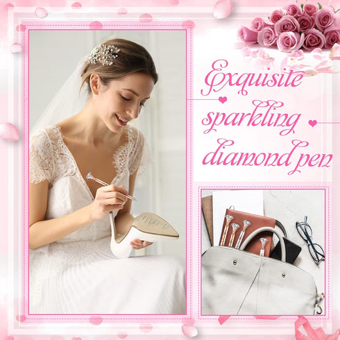 Yexiya Bridal Shower Gifts for Guests, Diamond Pens, Wedding Rose Golden Crystal Ballpoint Pens, 24 Pcs