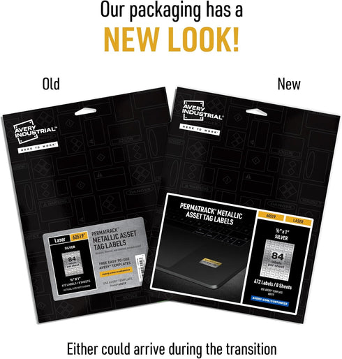 Avery Metallic Asset Tag Labels, 1/2" x 1", 672 Waterproof Laser Printable Tags (60519)