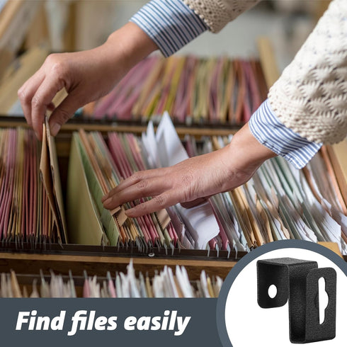 Hicarer 8 Pcs Metal Hanging File Bracket Clips, Storage Hanging File Rail Clips, Fits 1/2" Drawer Side for File Storage