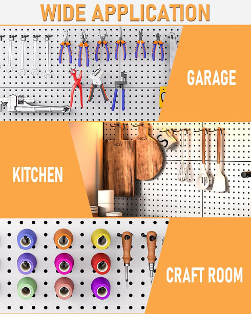 INCLY 60 Pack 6 Inch Black Pegboard Hooks, 1/4" Heavy Duty Accessories for Pegboard Tool Hangers