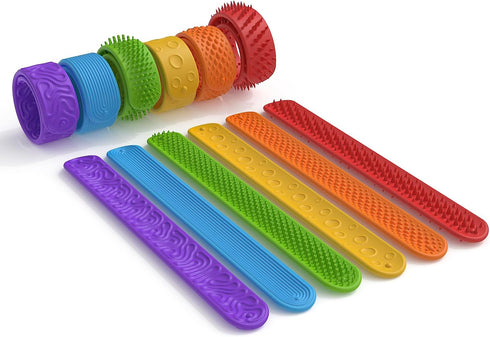 WorWoder 6 Pack Sensory Fidget Toys Slap Bracelets, Textured Silicone Sensory Toys for Kids, Calming Tool for Special