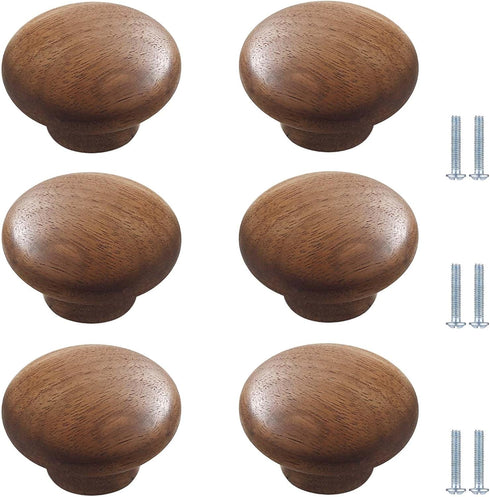 PIYYQNY Cupboard Handles 6 Pack Natural Wood Cabinet Pulls Drawer Wardrobe Wooden Handles