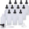 JUVITUS 2 oz Clear Glass Frosted Boston Round Bottle with Black Dropper Top (12 pack) + Funnel for Essential Oils
