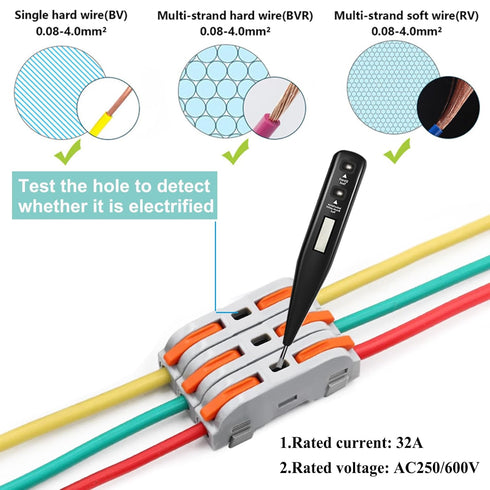 60PCS AWG28-12, 1 1 Tnisesm Lever Wire Connectors Quick Connect Electrical Splicing Kit for Compact Inline Terminals