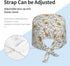 Scrub Cap for Women and Men Boho Black Leaf Pattern Adjustable Breathable Sweatband Hat for Work Kitchen Spa Shower