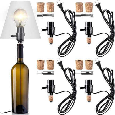 Fabbay 4 Sets Bottle Lamp Kit for Liquor Bottle Includes Stopper in