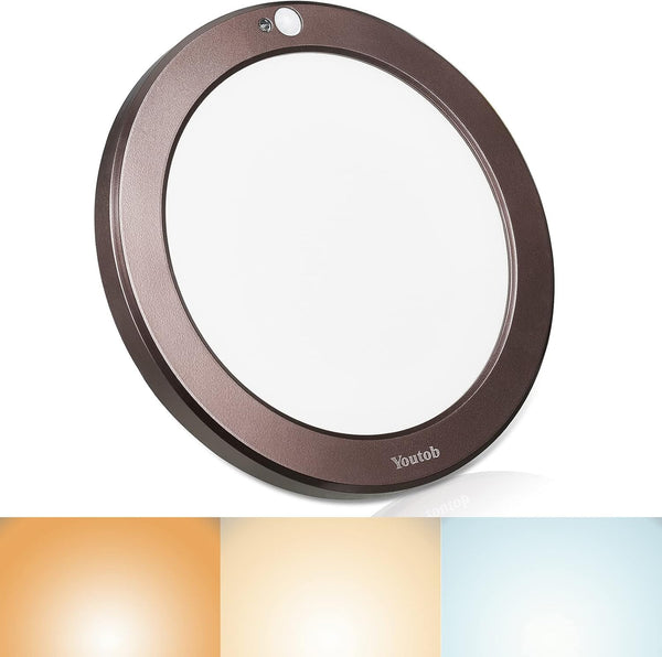 Youtob Motion Sensor Light LED Ceiling Light, 15W 1500lm Round Fixture with 30s/180s Timeout Adjustable 3 Colors