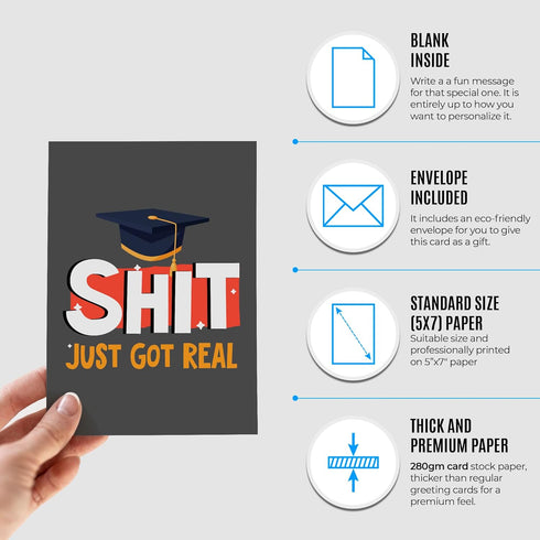 Funny Graduation Card with Envelope, Original Congratulatory Present for College or High School Graduate