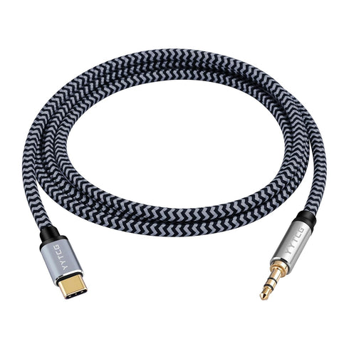 3.5mm 5.90ft/1.8m 4N 24K Audiophile HiFi USB-C to Aux Cable - OFC Core, Gold-Plated Plug, Nylon Braided, Compatible