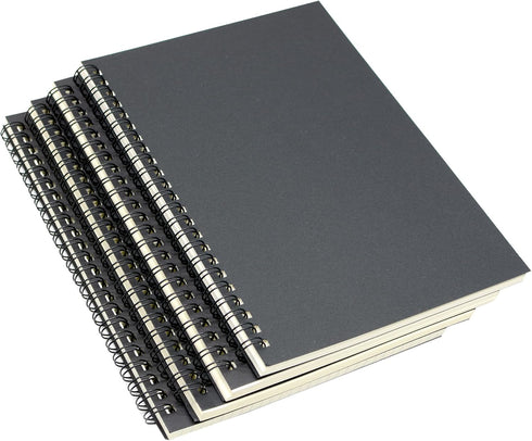 Yansanido Spiral Notebook, 4 Pcs A5 Black Craft Softcover, 8mm Ruled, 60 Sheets, 120 Pages Journals for Study