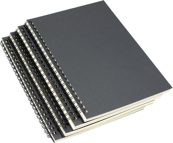 Yansanido Spiral Notebook, 4 Pcs A5 Black Craft Softcover, 8mm Ruled, 60 Sheets, 120 Pages Journals for Study
