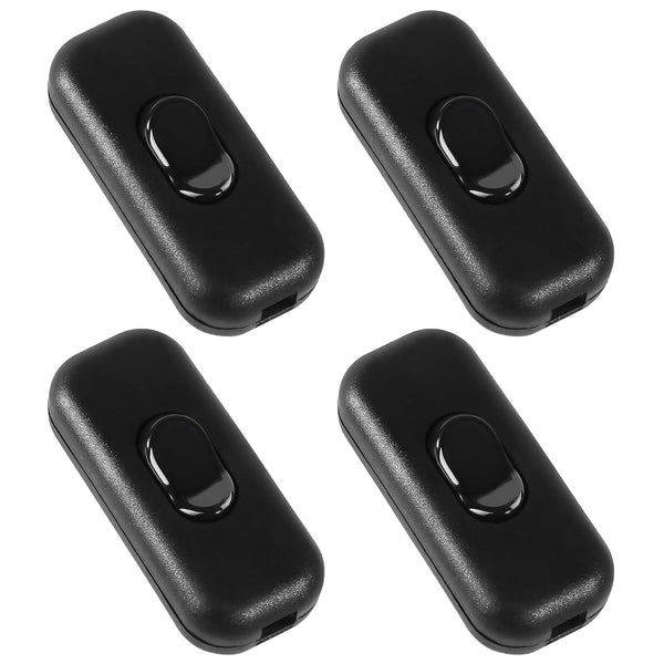 4PCS Inline Cord Switch On/Off for Appliance or Bedroom Table Lamp, in Black