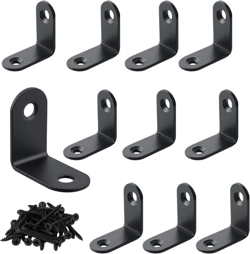 Alise 10PCS L Bracket Corner Brace, Black Stainless Steel L Brackets for