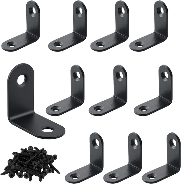 Alise 10PCS L Bracket Corner Brace, Black Stainless Steel L Brackets for