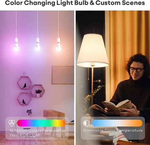 Rechargeable Battery Operated Light Bulb, E26 Dimmable Color Light Bulb, 40W Equivalent, 2-Pack