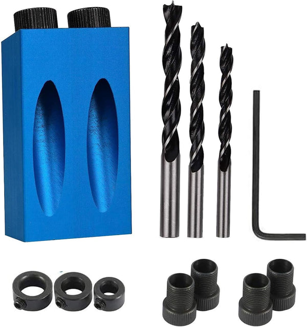 Pocket Hole Jig 14Pcs Kit - Woodwork Guides Joint Angle Tool for Carpentry and Joinery