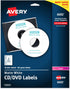 Avery Printable CD Labels, Matte White, 30 Disc & 60 Spine Labels, Laser Printer Compatible