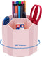 Desk Pencil Pen Holder, 360-Degree Rotating 5 Grid Organizer for Stationery Supplies, Home, Office, School, Kids, Peach