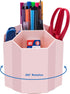 Desk Pencil Pen Holder, 360-Degree Rotating 5 Grid Organizer for Stationery Supplies, Home, Office, School, Kids, Peach
