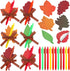 Geyee 24 Pack Fall Leaves Sticky Notepad Set - Autumn Leaf Shaped Sticky Notes with Pen for Kids and Office