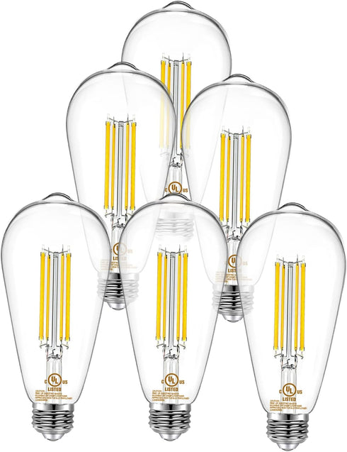 DAYBETTER 6 Pack Vintage LED Edison Bulbs, E26 Dimmable LED Bulb, 60