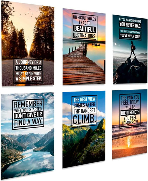Motivational Wall Decor, Positive Affirmations, Set of 6 Inspirational Posters for Office Decor