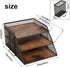 Vintage Wood & Metal Letter Tray - Stackable Desk Organizers for File, Magazines, Mail, with Pen Holder (3 Layer)