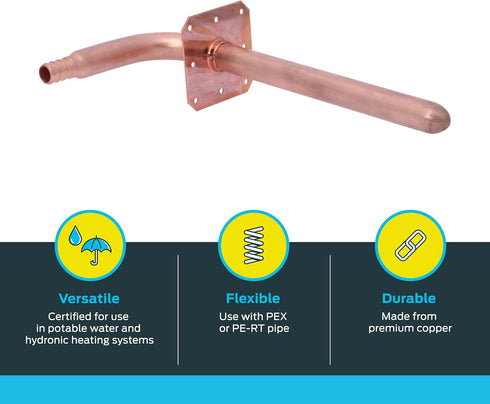 SharkBite 1/2 Inch Crimp Copper Stub Out Elbow with 4 Inch x 8 Inch Bracket, Plumbing Fittings for PEX Pipe