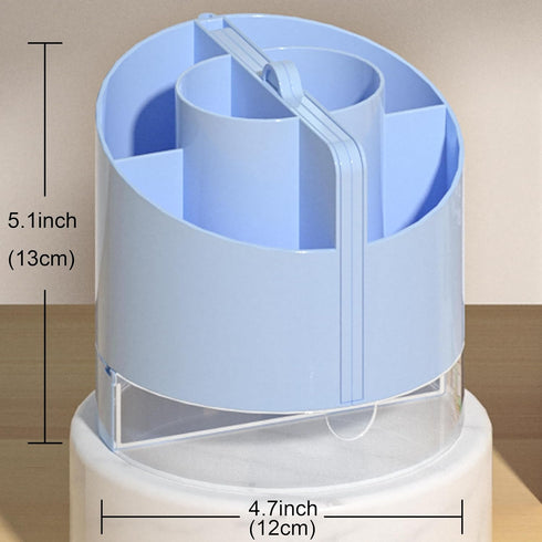 Pencil Pen Holder for Desk with Calculator, Mirror, 7 Slots, 180° Opening, Desktop Storage for Office, School, Home