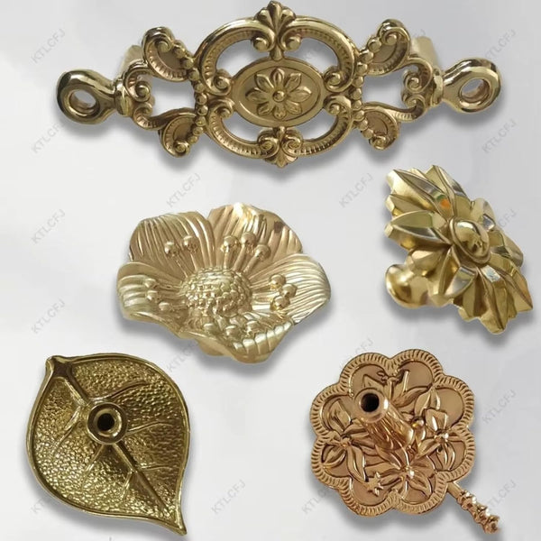 Aoleegatt Pure Copper Exquisite Flower Leaf Shaped Handle for Drawer Cabinet Door Bedside