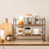 KATHY&BOB Wood Desk Shelf Organizer, 2-Tier Adjustable Stackable Storage Rack for Office, Kitchen, Bathroom,