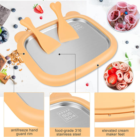 1+12P Frozen 2P 10P Windspeed Rolled Ice Cream Maker Machine, Instant Ice Cream Maker Tray Instant Cold Plate